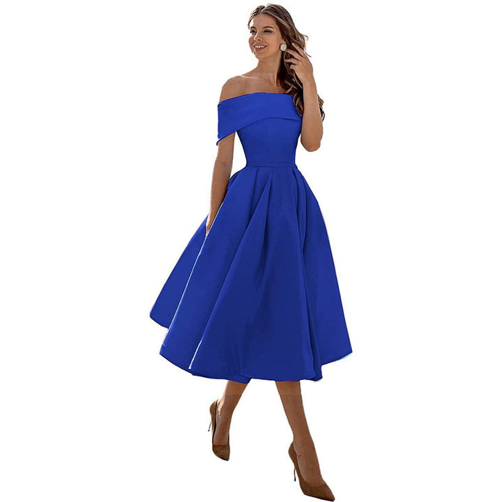 Robe Midi Élégante Épaules Dénudées Femme