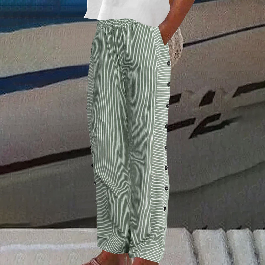 Pantalon Rayé Boutonné Femme
