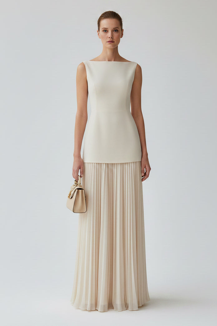 Robe Longue Plissée pour Invitée de Mariage Femme