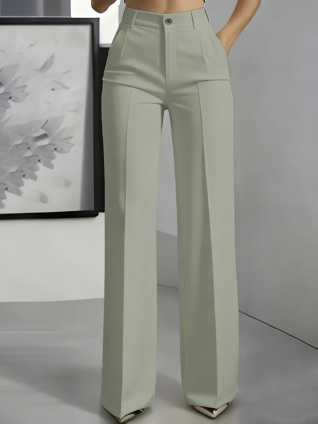 Pantalon Large Taille Haute Femme