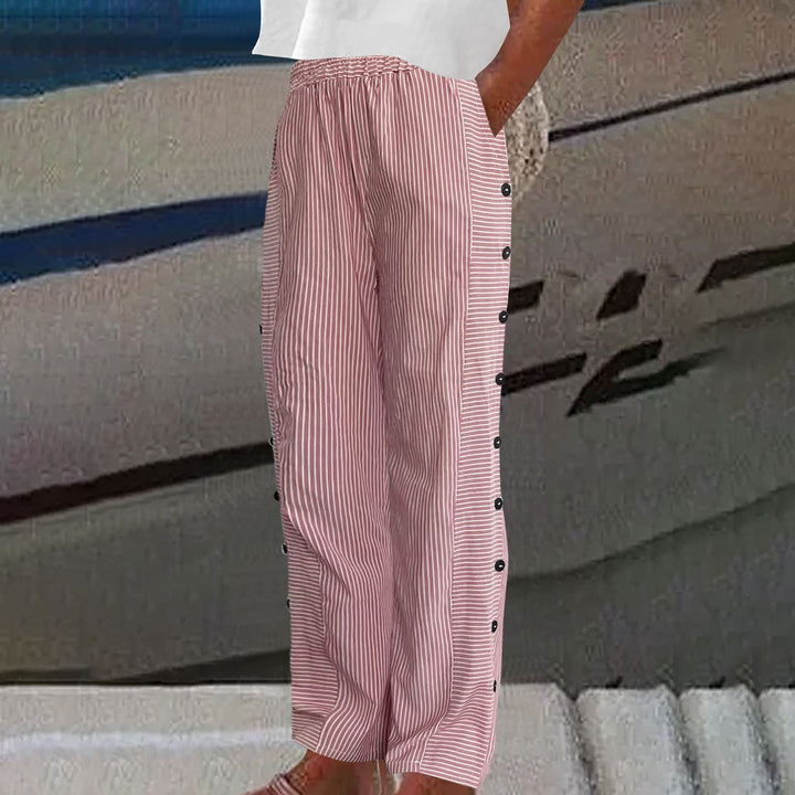 Pantalon Rayé Boutonné Femme