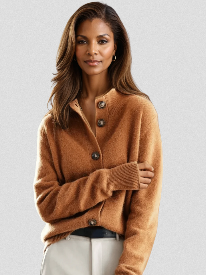 Gilet Boutonné À Col Montant Femme