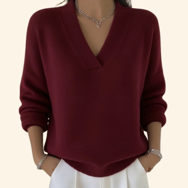 Pull Col V à Manches Longues Femme