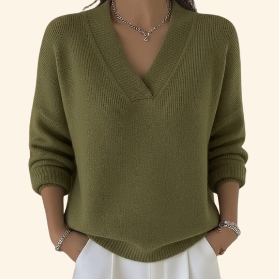 Pull Col V à Manches Longues Femme