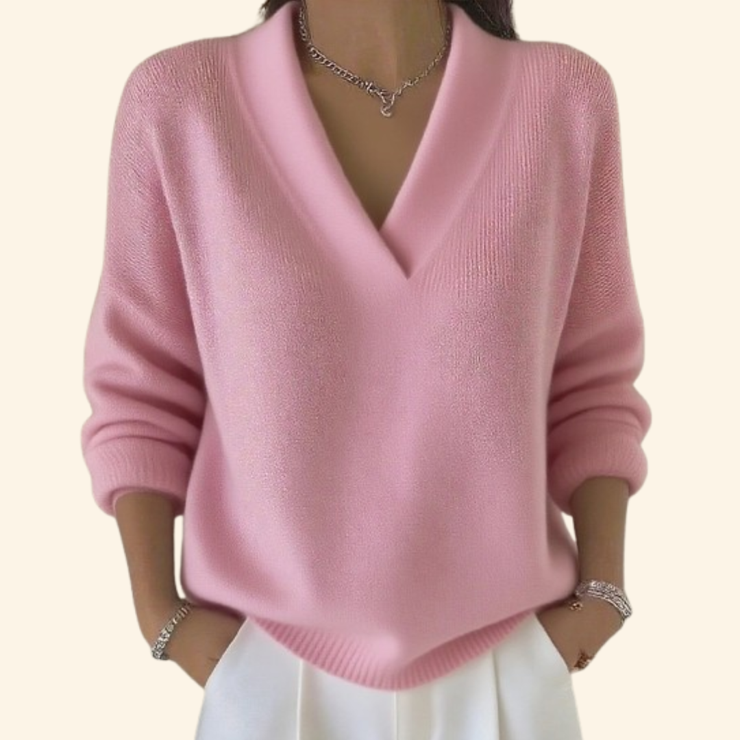Pull Col V à Manches Longues Femme