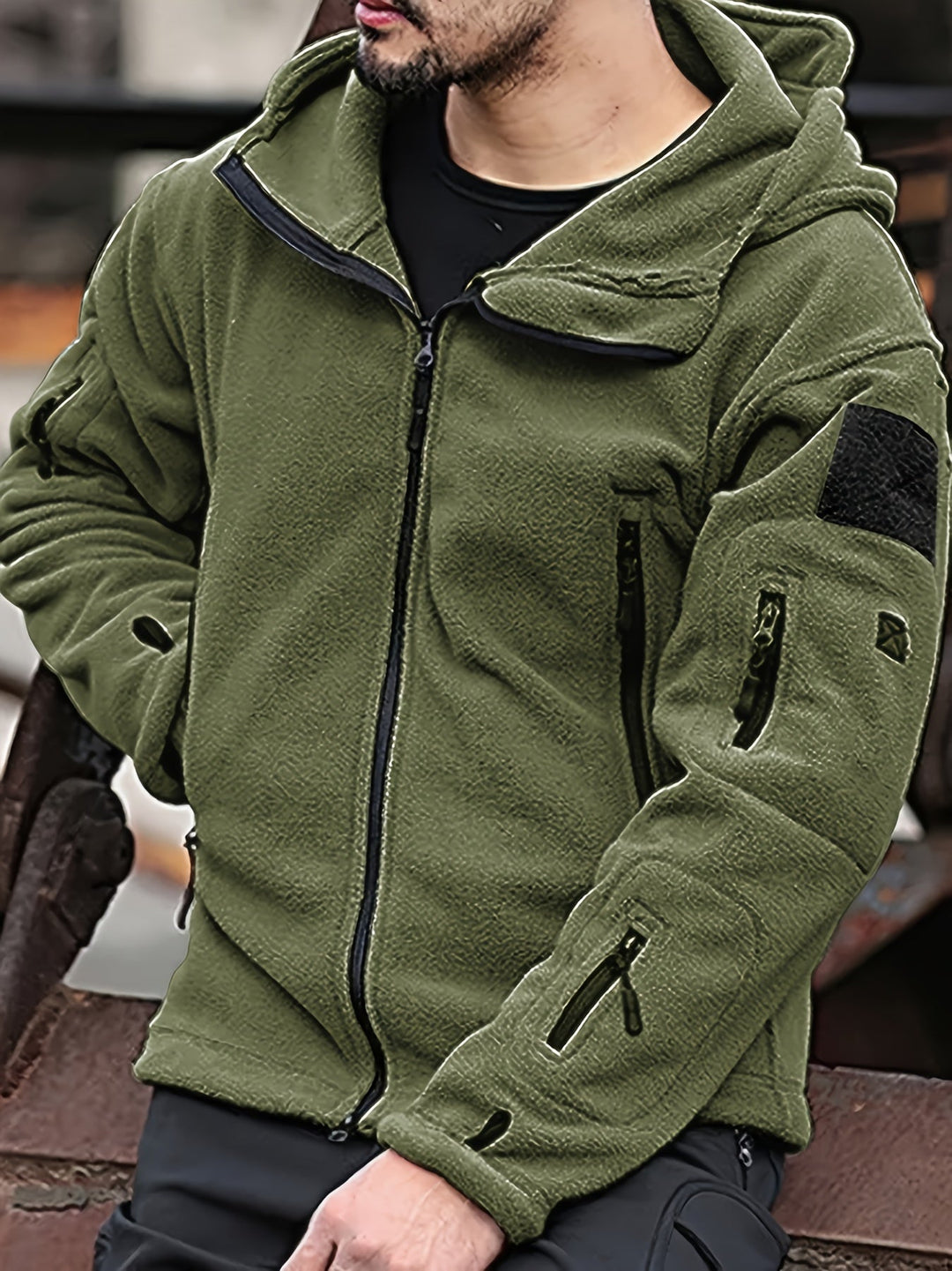 Veste Courte à Capuche Zippée Homme
