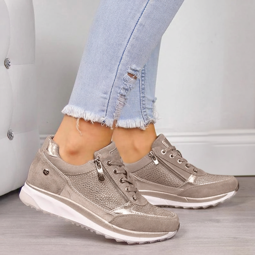 Baskets Compensées à Lacets Femme