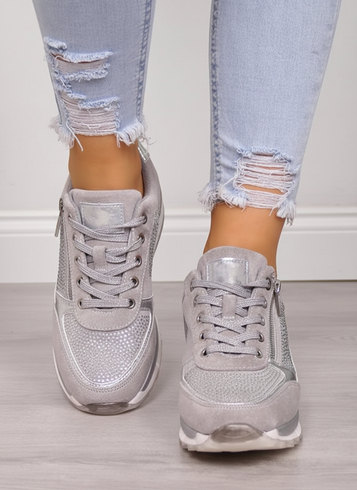 Baskets Compensées à Lacets Femme