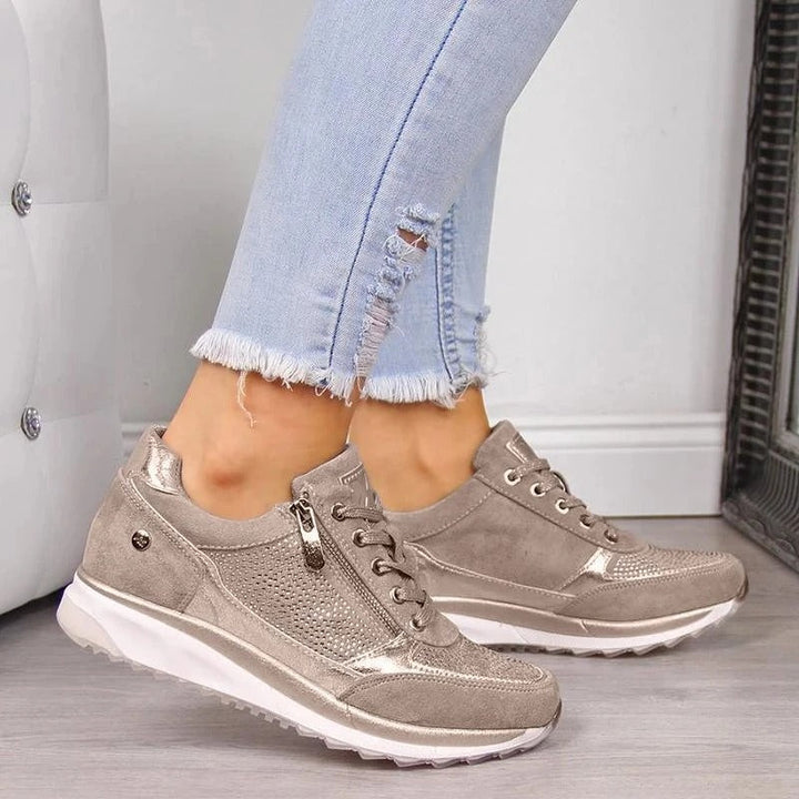 Baskets Compensées à Lacets Femme