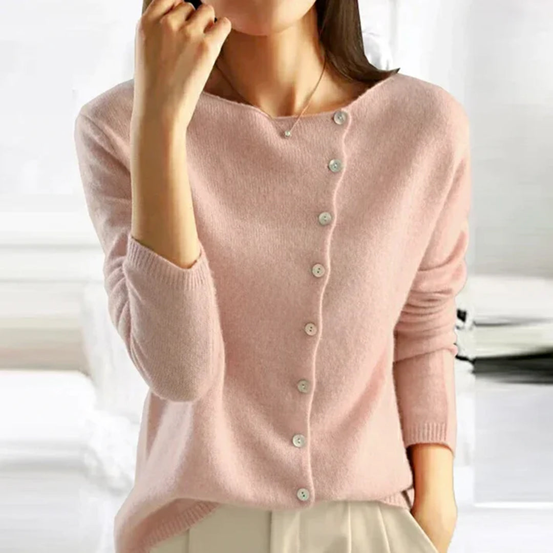 Cardigan Boutonné à Encolure Ronde Femme