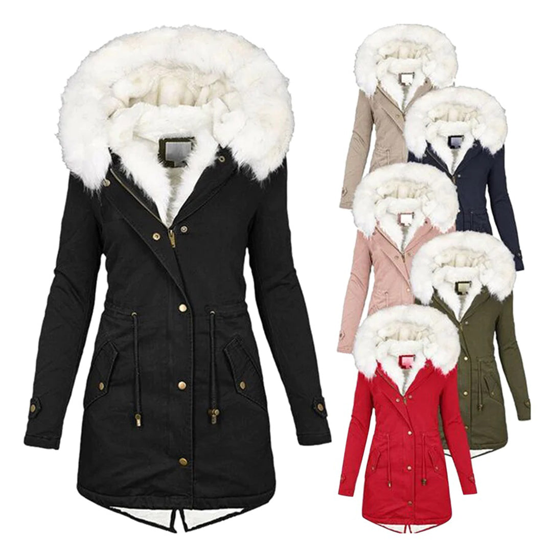 Parka Longue à Capuche Duveteuse Femme