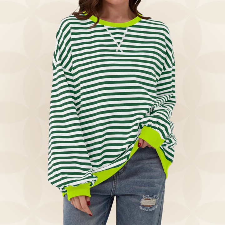 Pull Rayé Oversize à Manches Longues Femme
