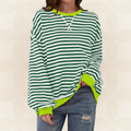 Pull Rayé Oversize à Manches Longues Femme
