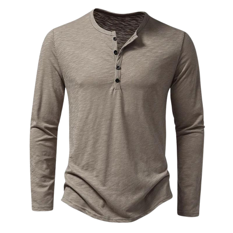 T-Shirt Henley à Manches Longues Homme