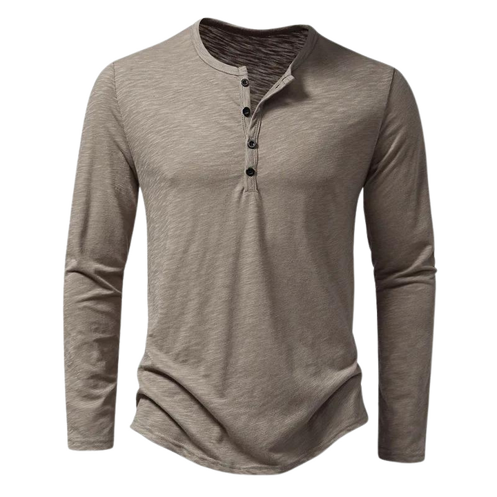T-Shirt Henley à Manches Longues Homme