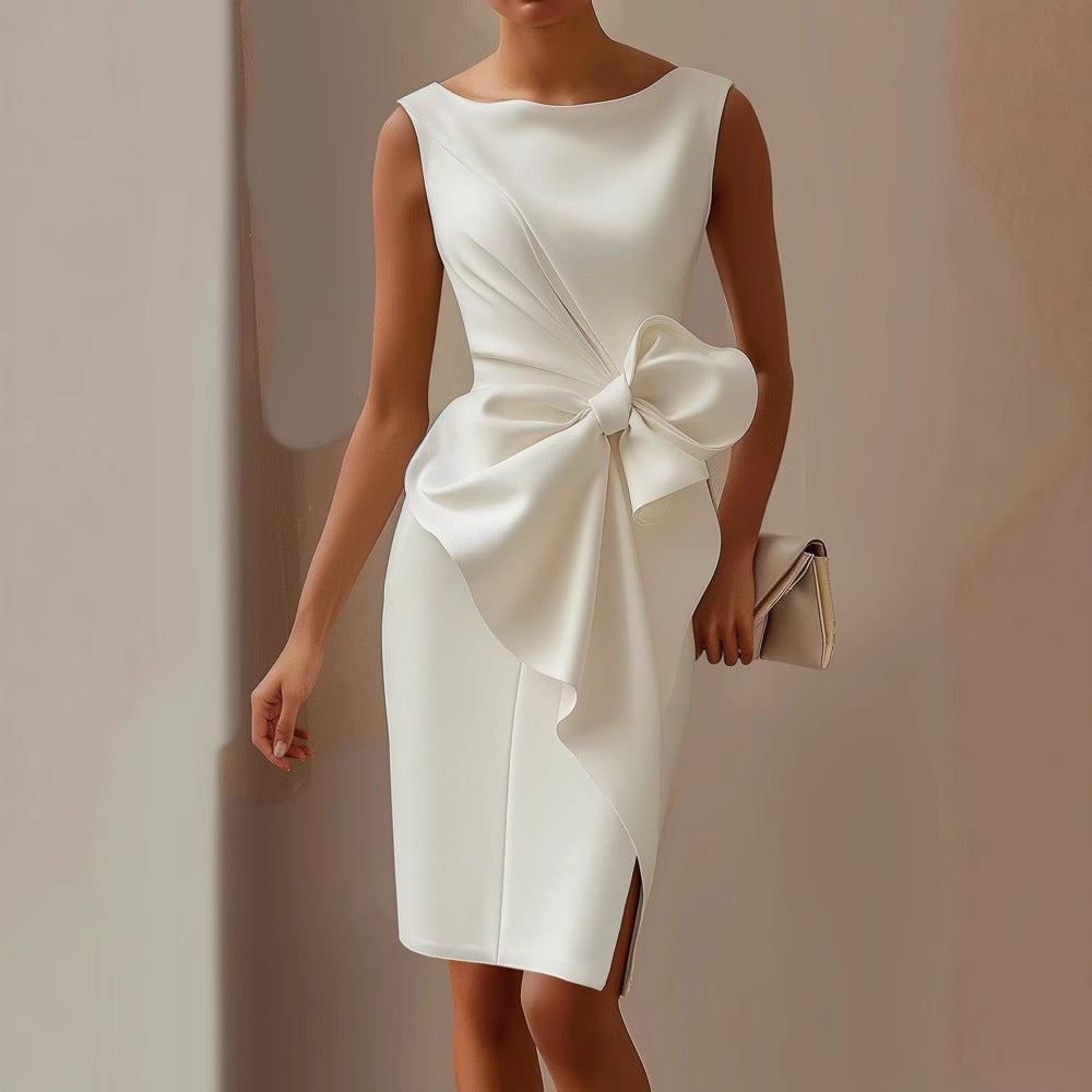 Robe Mini avec Nœud Structuré Femme