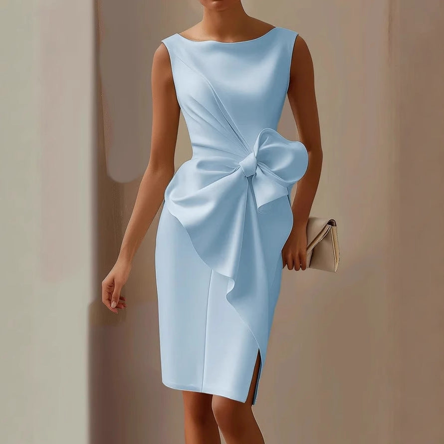Robe Mini avec Nœud Structuré Femme