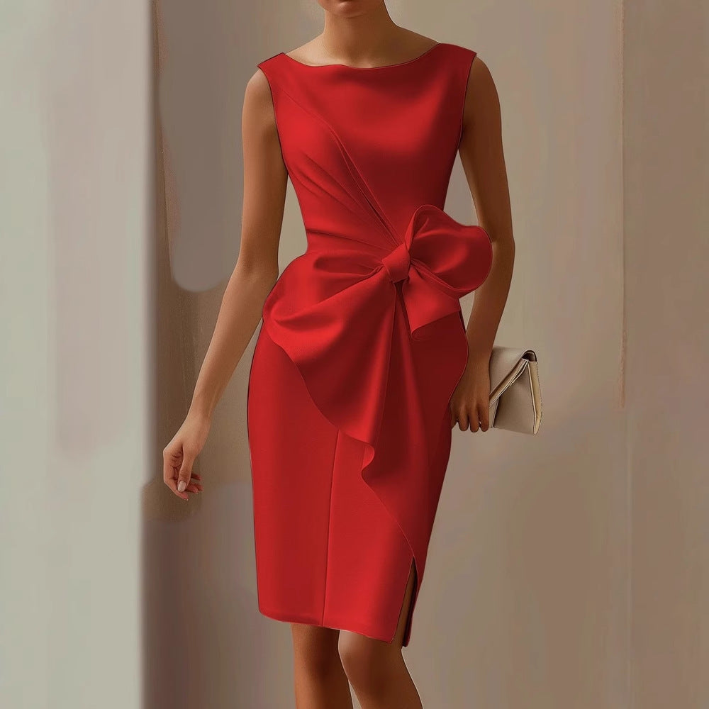 Robe Mini avec Nœud Structuré Femme