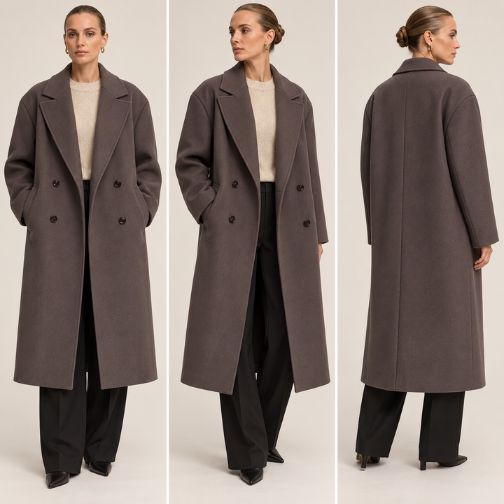 Manteau Long à Double Boutonnage Femme
