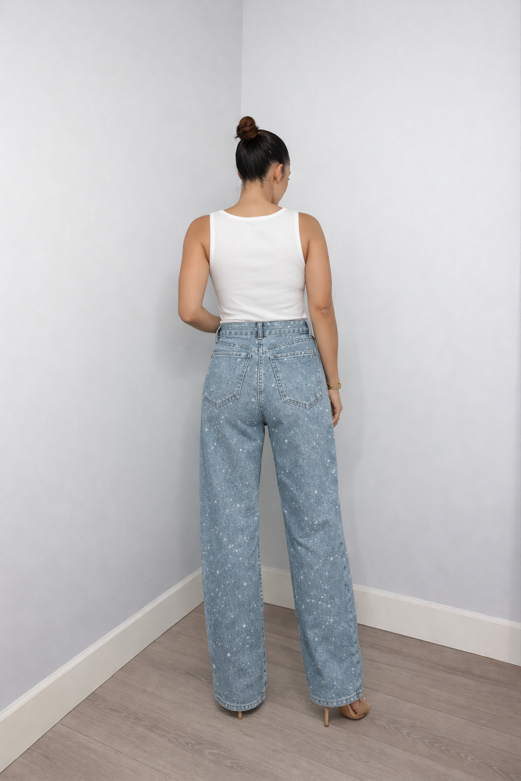 Jean Large à Jambe Droite Femme
