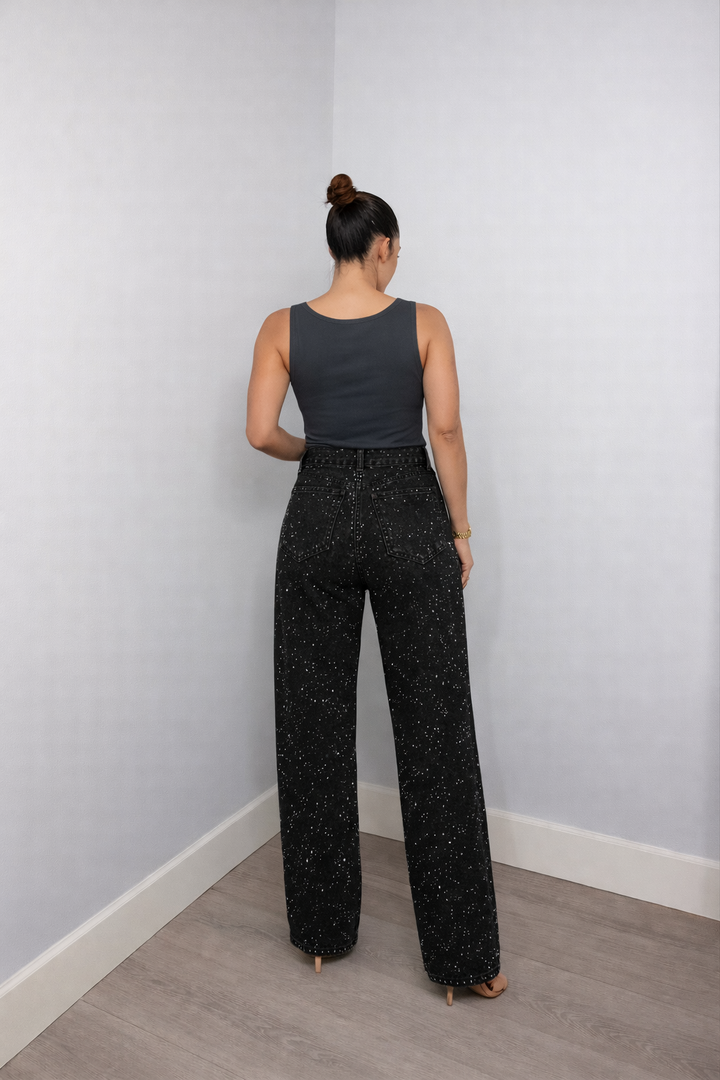 Jean Large à Jambe Droite Femme