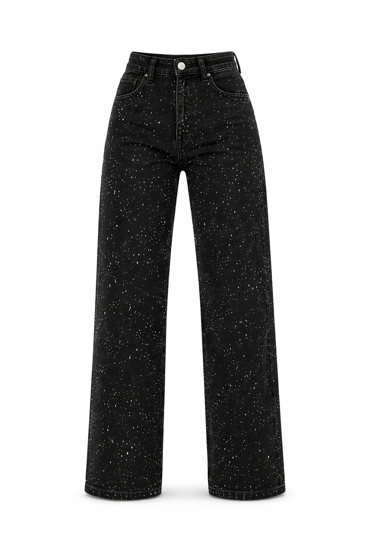 Jean Large à Jambe Droite Femme