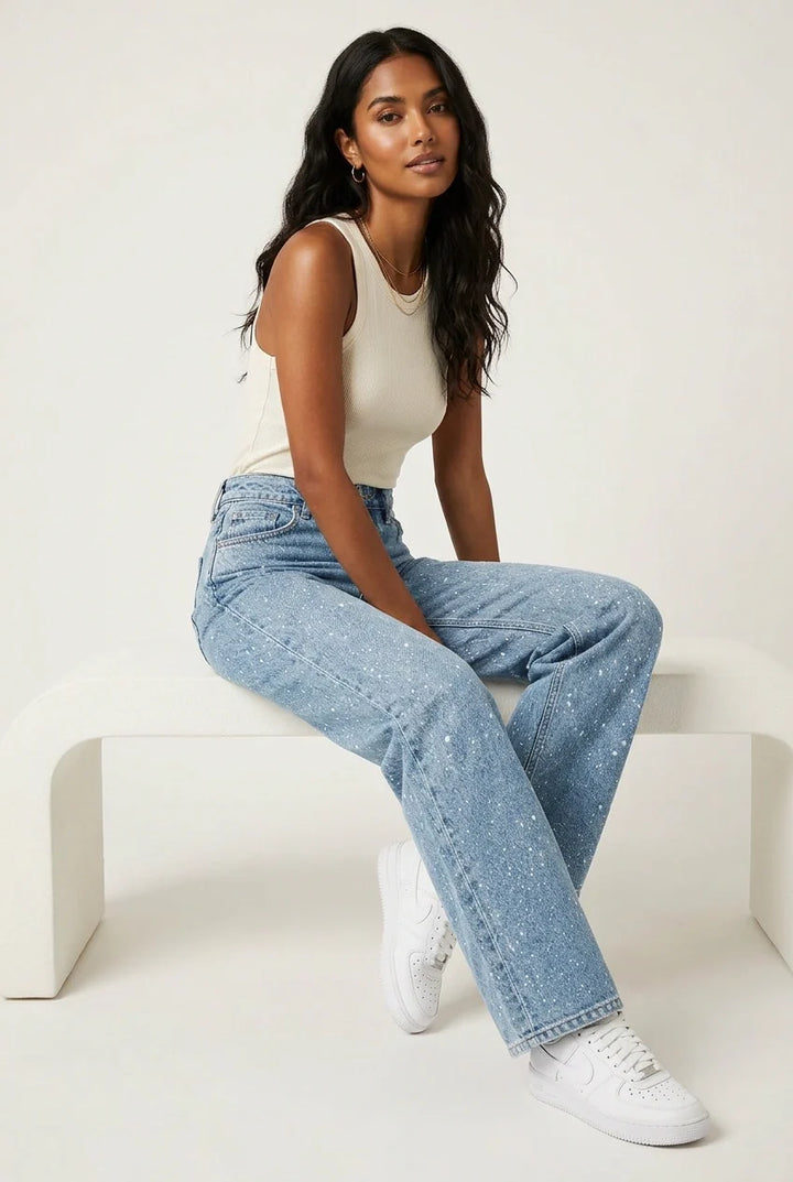 Jean Large à Jambe Droite Femme