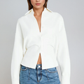 Women's Long-Sleeve Shirt-Collar Top