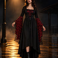 Robe Halloween Gothique à Manches Évasées Femme