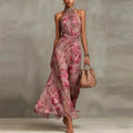 Women's Floral Halter-Neck Maxi Dress