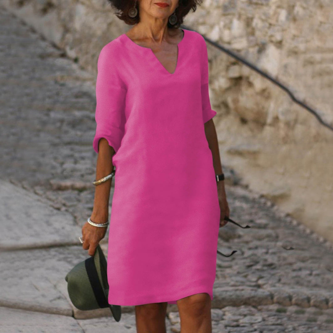 Robe Midi Col V Femme