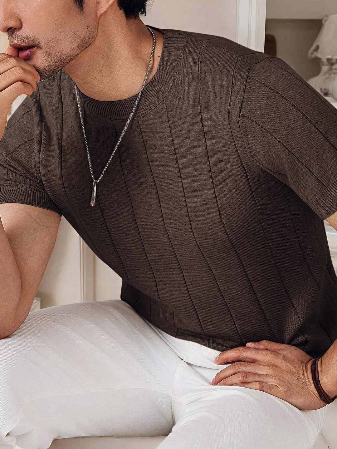 T-Shirt Maille Côtelée Homme