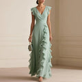 Women's Long Ruffled Wrap Dress