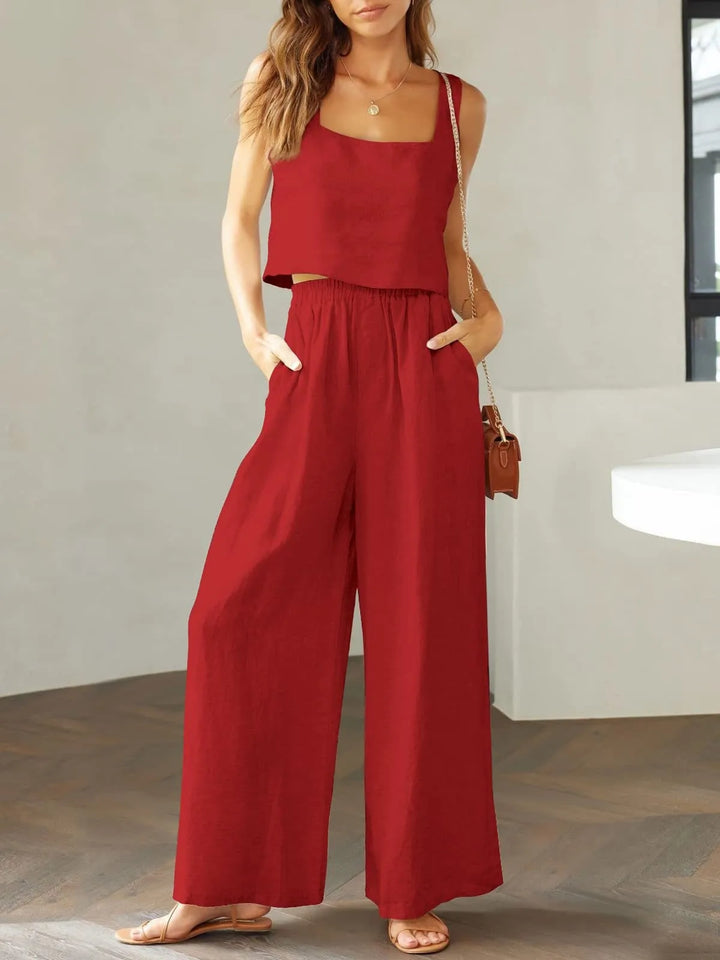 Combinaison Pantalon Large à Bretelles Femme