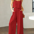 Combinaison Pantalon Large à Bretelles Femme
