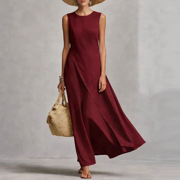 Robe Longue Fluide Sans Manches Femme