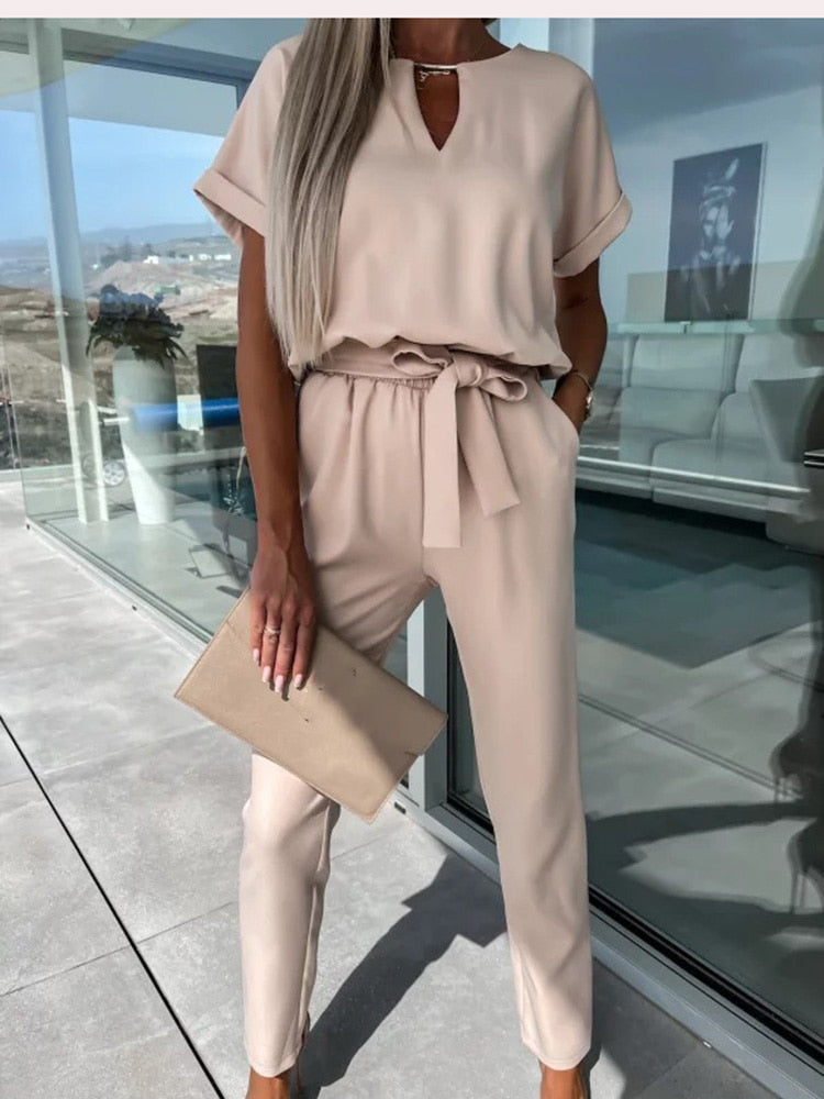 Ensemble Pantalon Ceinturé Femme