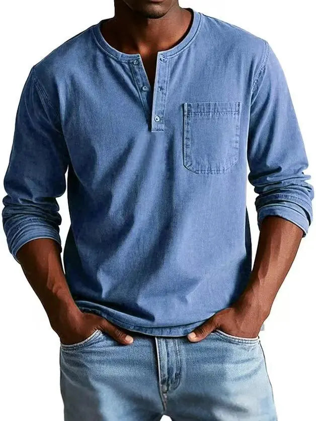 T-shirt Henley Manches Longues Homme
