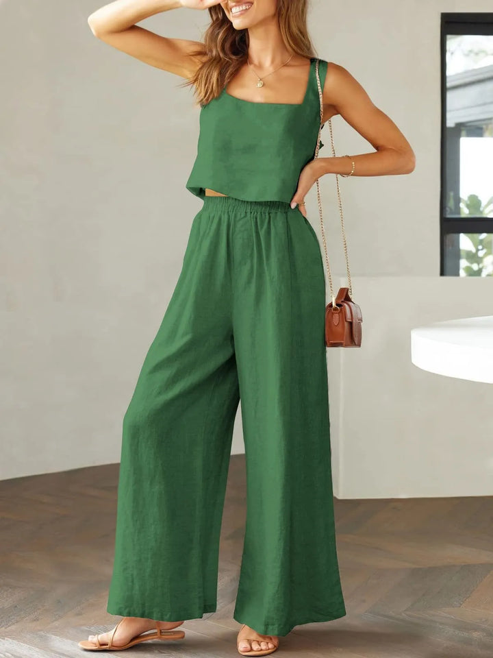 Combinaison Pantalon Large à Bretelles Femme