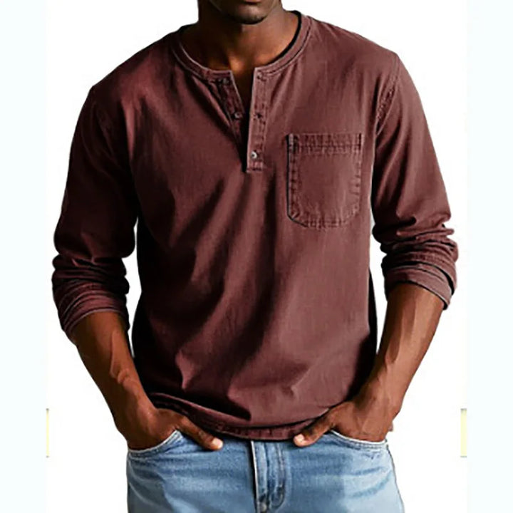 T-shirt Henley Manches Longues Homme
