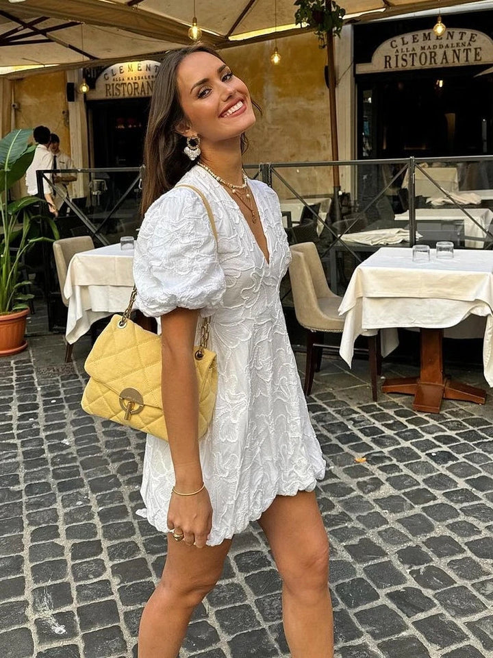 Robe Mini Manches Bouffantes Femme