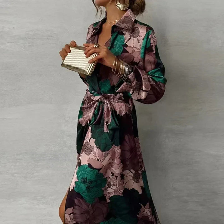 Robe Chemise Fleurie Ceinturée Femme
