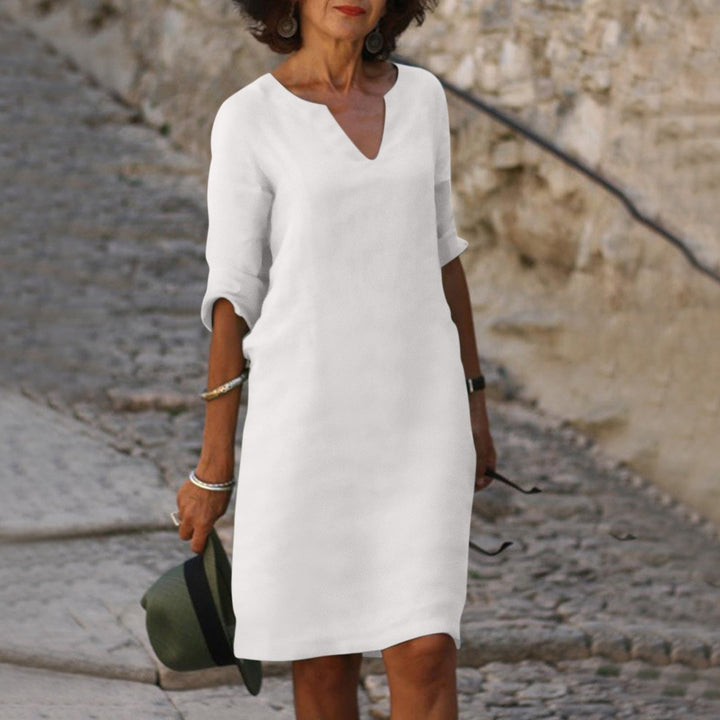 Robe Midi Col V Femme