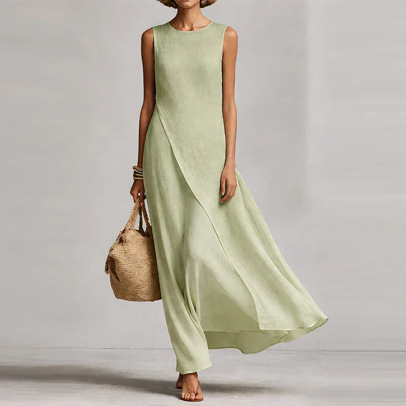Robe Longue Fluide Sans Manches Femme