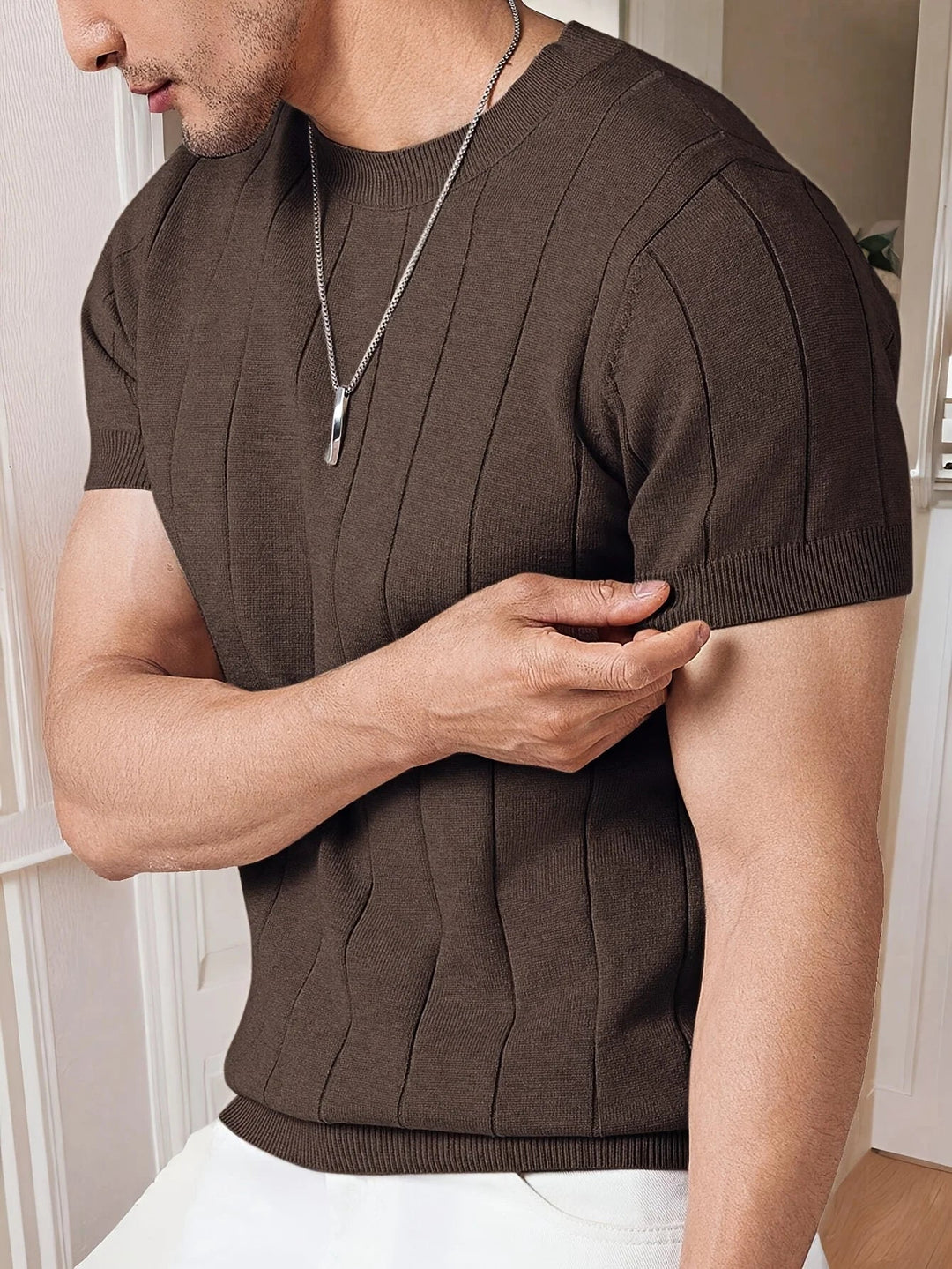 T-Shirt Maille Côtelée Homme