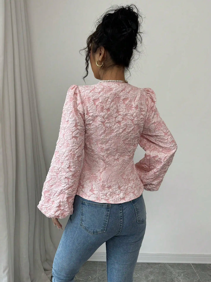 Blouse Jacquard Fleurie Femme