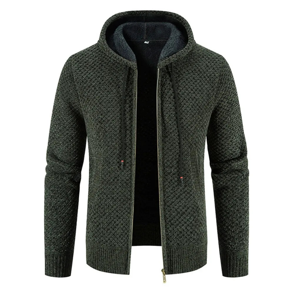 Cardigan Zippé à Capuche Homme