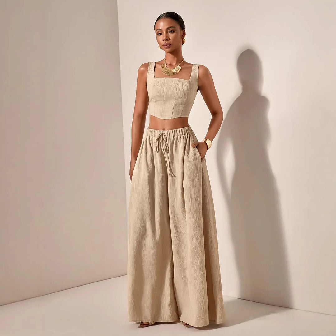 Ensemble Pantalon Large et Top Court Femme