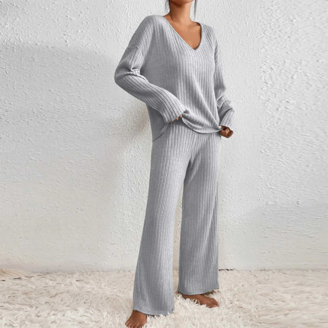 Ensemble Haut Col V et Pantalon Femme