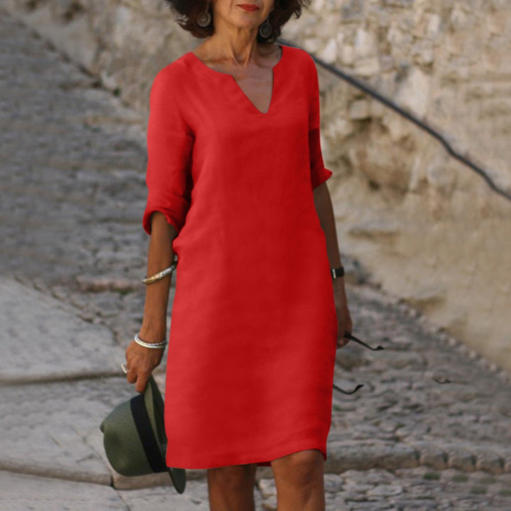 Robe Midi Col V Femme